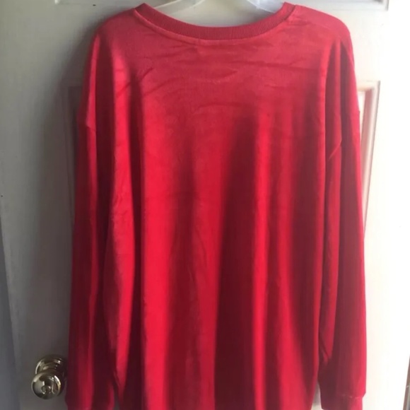 No Boundaries Women’s Red Velour Blessed Sweatshirt Size Large (11-13) NEW - Picture 5 of 5